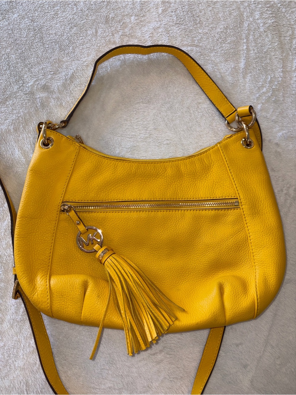 Michael Kors Mustard Yellow Leather Tassel Shoulder or Hand Bag - Picture 6 of 12